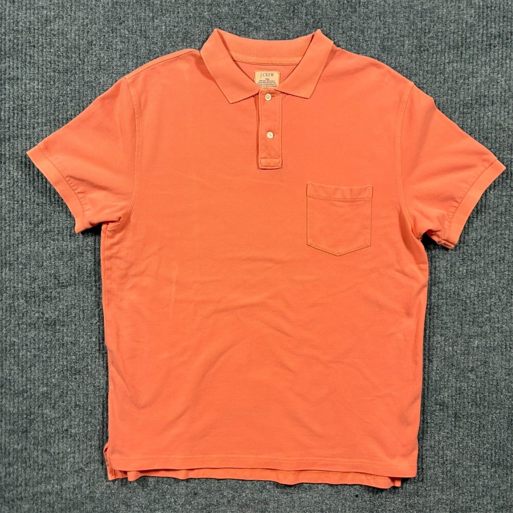J.Crew Mens Polo Shirt Size Large Orange 100% Cotton Casual Short Sleeve